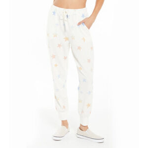 Z Supply Mabel Rainbow Star Joggers Ivory Size S 2623